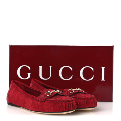 Gucci Suede Micro GG Horsebit Womens Kensington Moccasin Loafers 37  Rosso Ancora 11 of 11