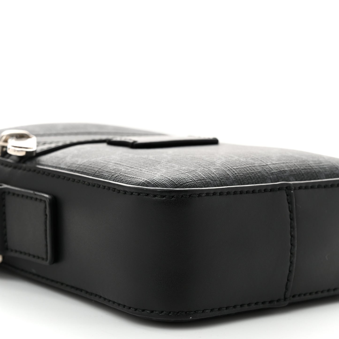 GG Supreme Monogram Appia Calfskin Web Small Camera Messenger Bag Black Grey