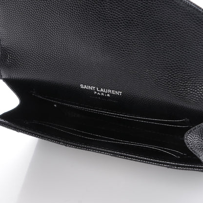 Saint Laurent Grain De Poudre Matelasse Chevron Small Monogram Envelope Wallet Black 5 of 7