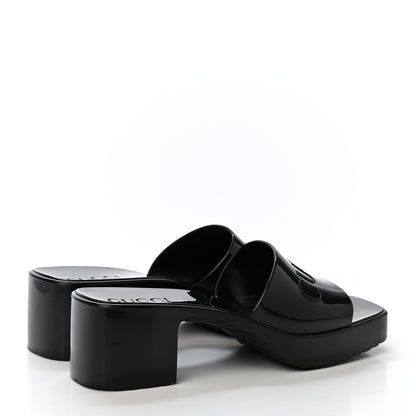 Gucci Rubber Gucci Logo Womens Platform 20/60mm Slide Sandals 37 Black 3 of 4