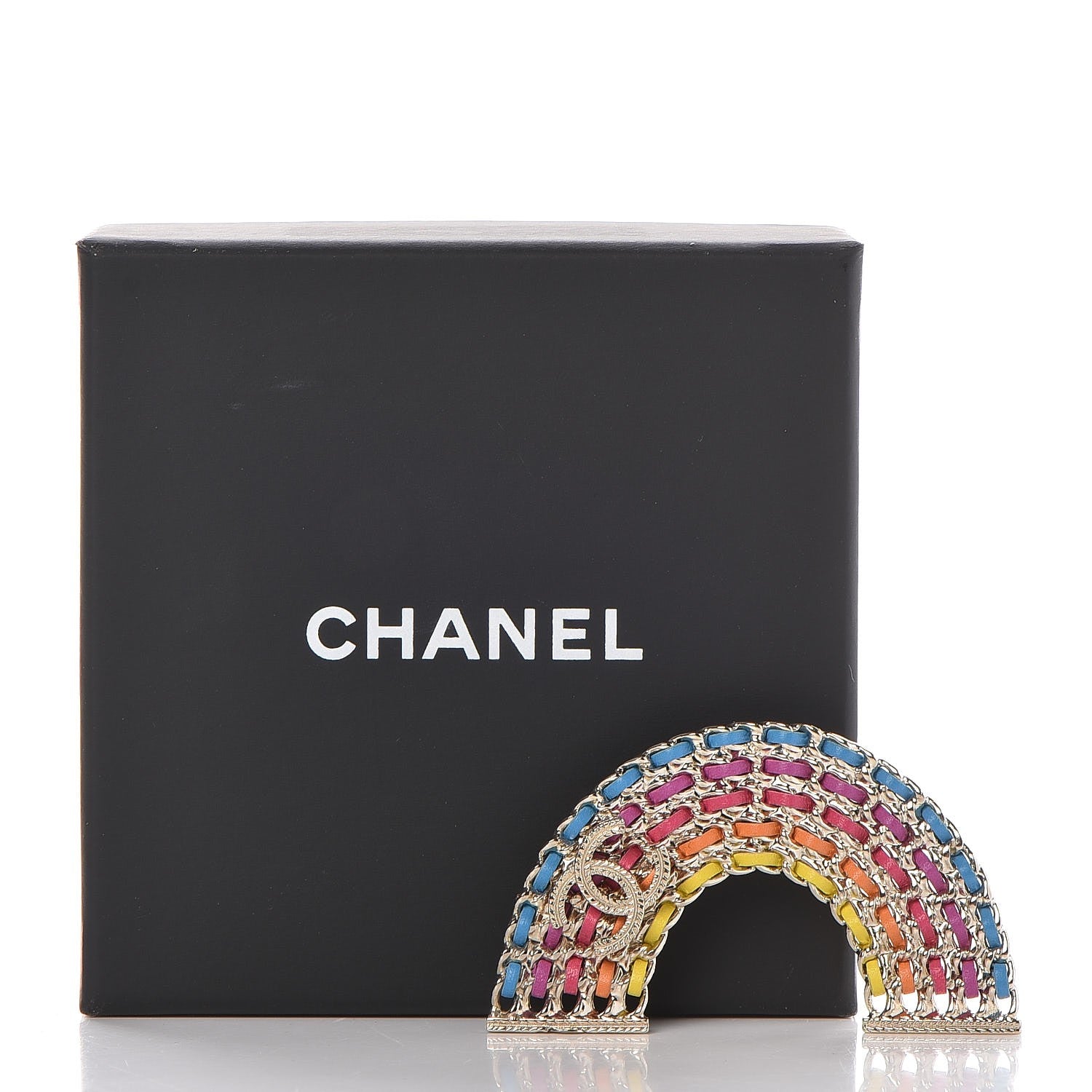 Chanel Lambskin Chain Rainbow CC Brooch Gold Multicolor 5 of 5