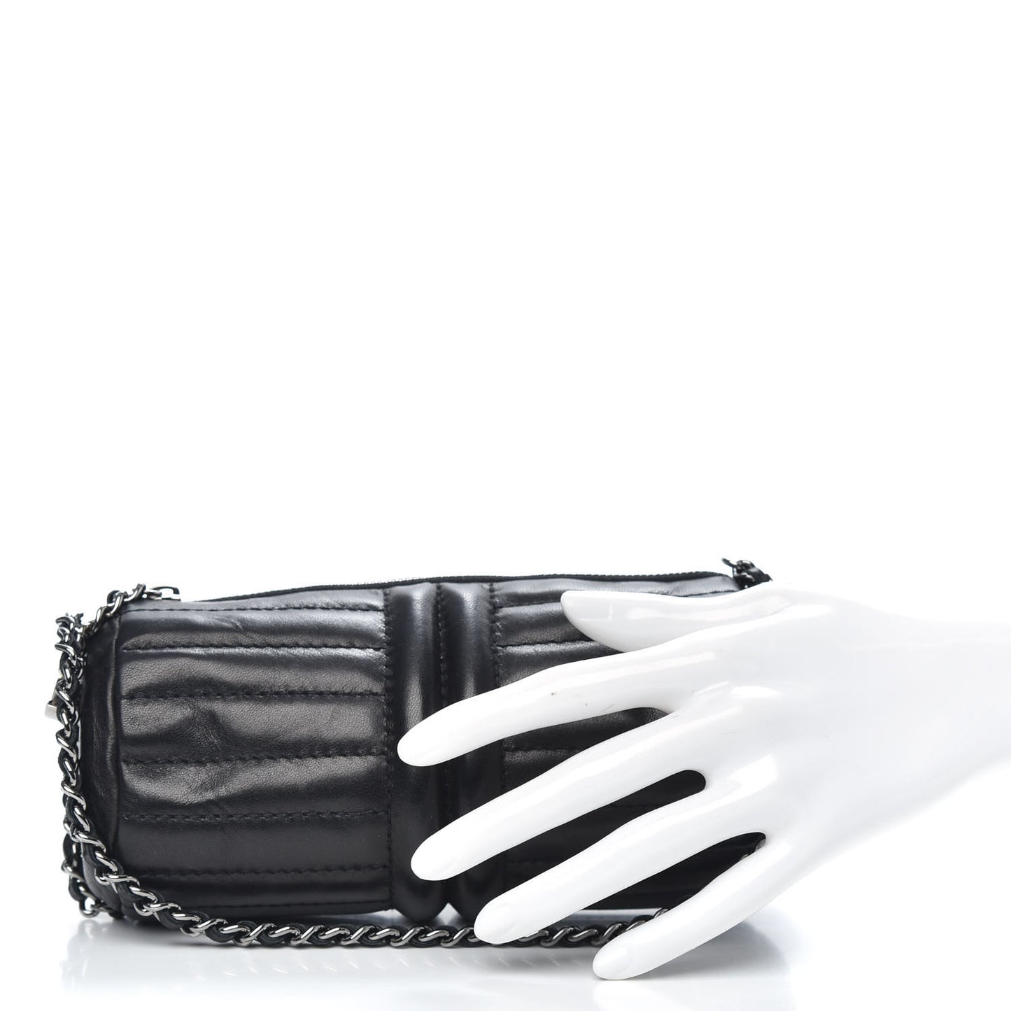 Lambskin Horizontal Quilt Pochette Black