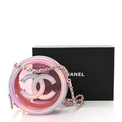 Chanel PVC Calfskin Lambskin Quilted Round Filigree Clutch With Chain Pink 10 of 10