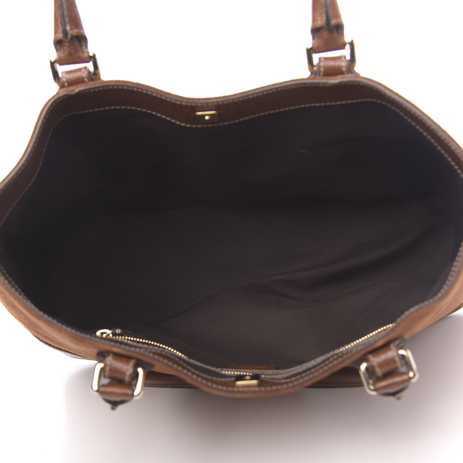 Gucci Suede Calfskin Medium Hasler Tote Brown 4 of 14