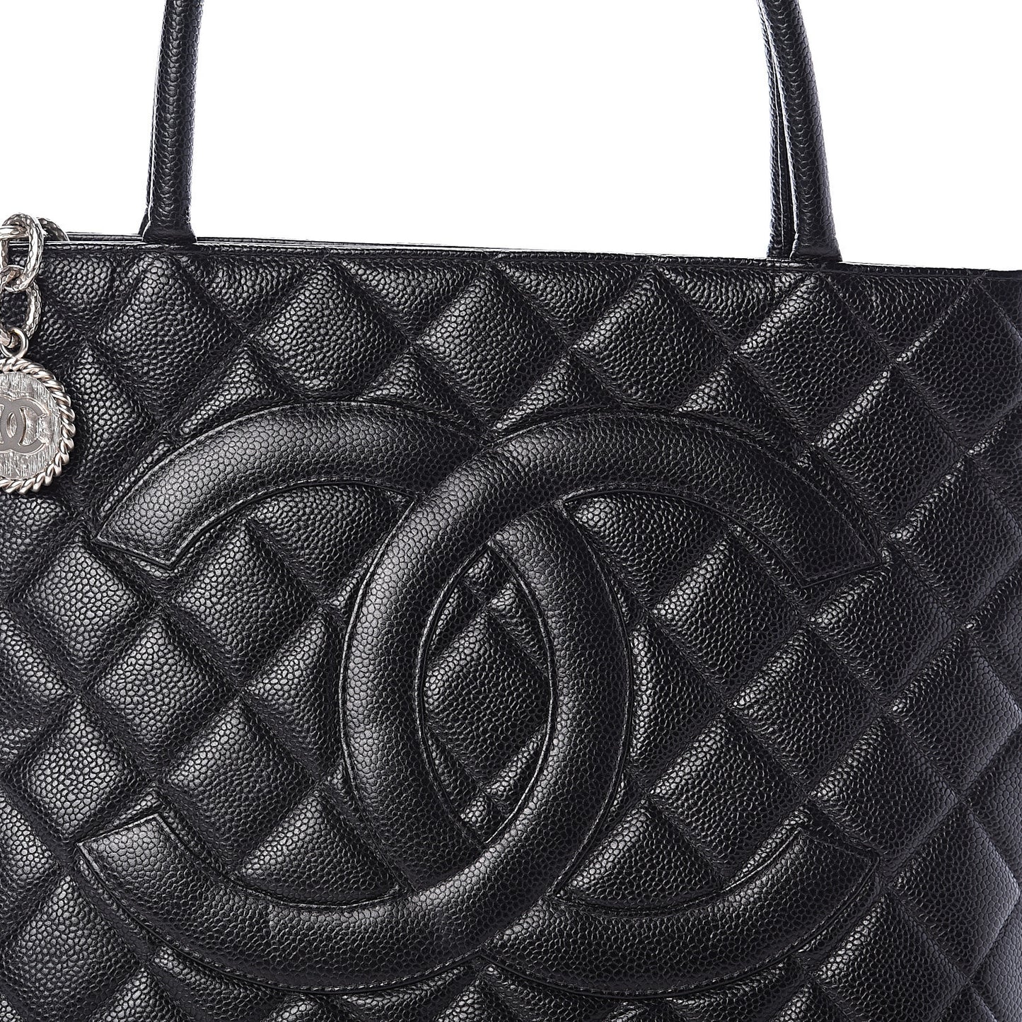 Caviar Quilted Medallion Tote Black