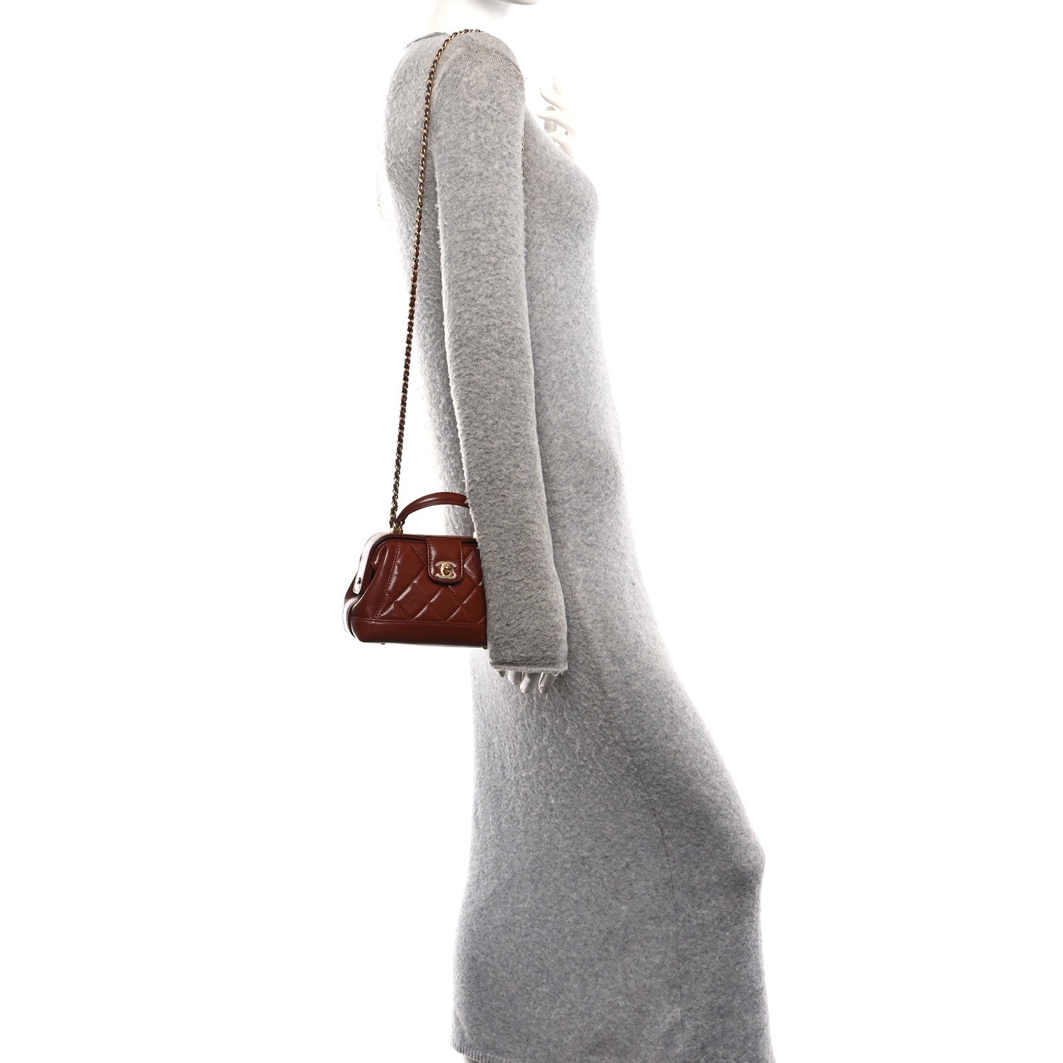 Chanel Shiny Lambskin Quilted Mini Cocodoc Top Handle Bag Brown 2 of 12