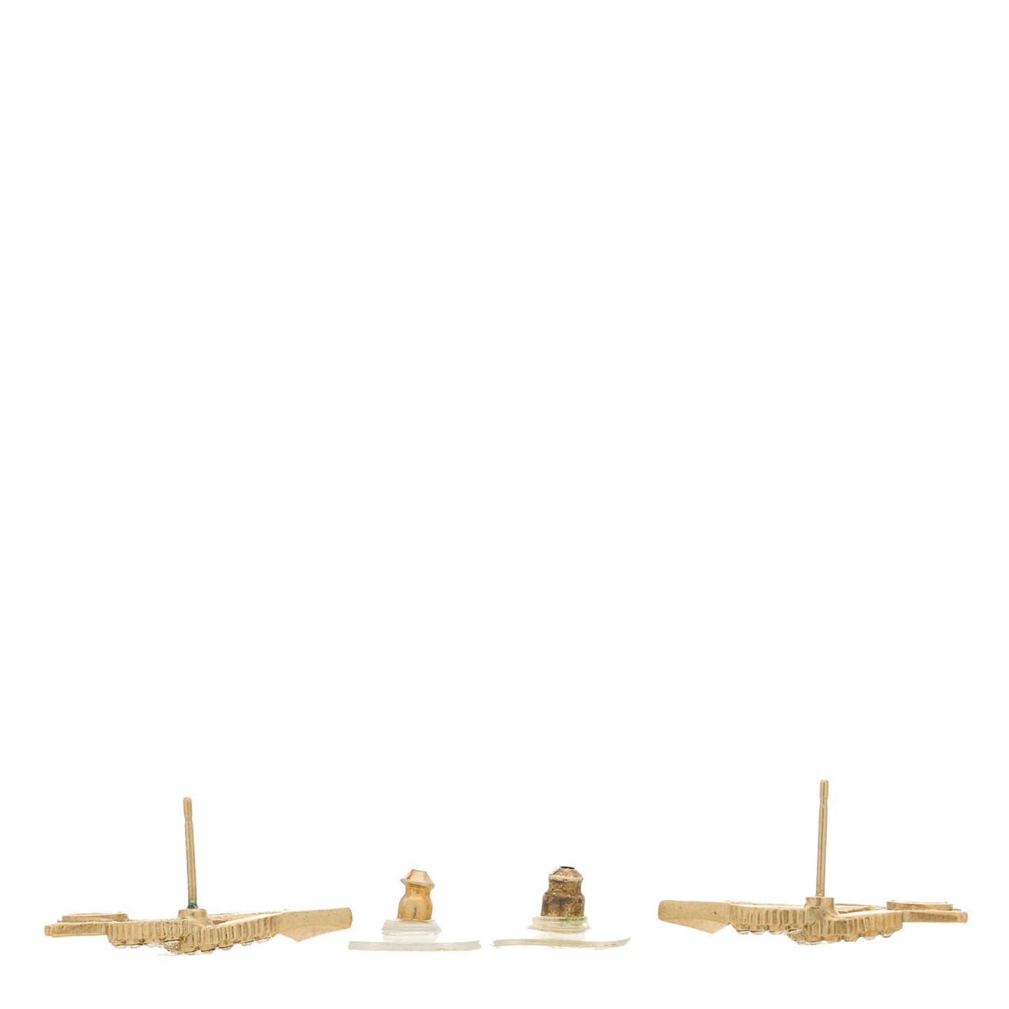 Metal Crystal CC Arrow Earrings Gold