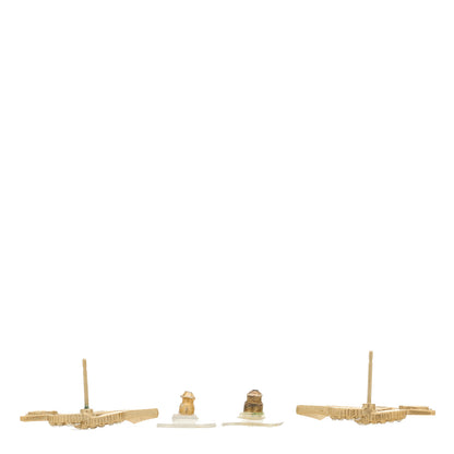 Chanel Metal Crystal CC Arrow Earrings Gold 3 of 4