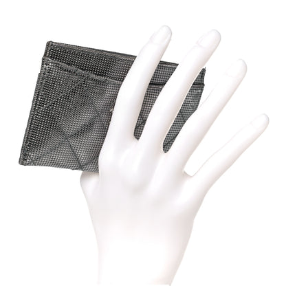 Chanel Metallic Calfskin Pixel Effect Card Holder Dark Silver 2 of 11