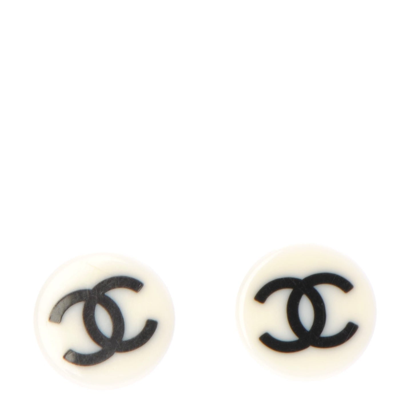 Resin CC Stud Earrings Black White
