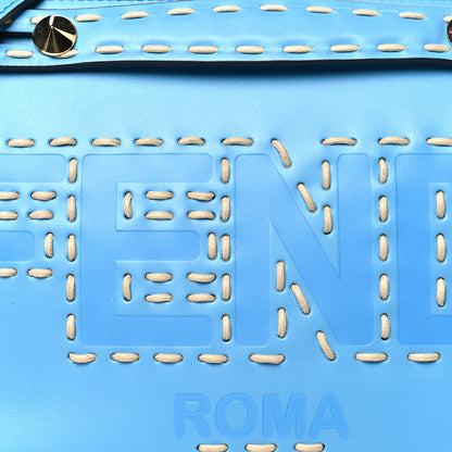 Fendi Vitello King Macro Stitchings Logo Medium By The Way Boston Bag Cyber Blue 6 of 8