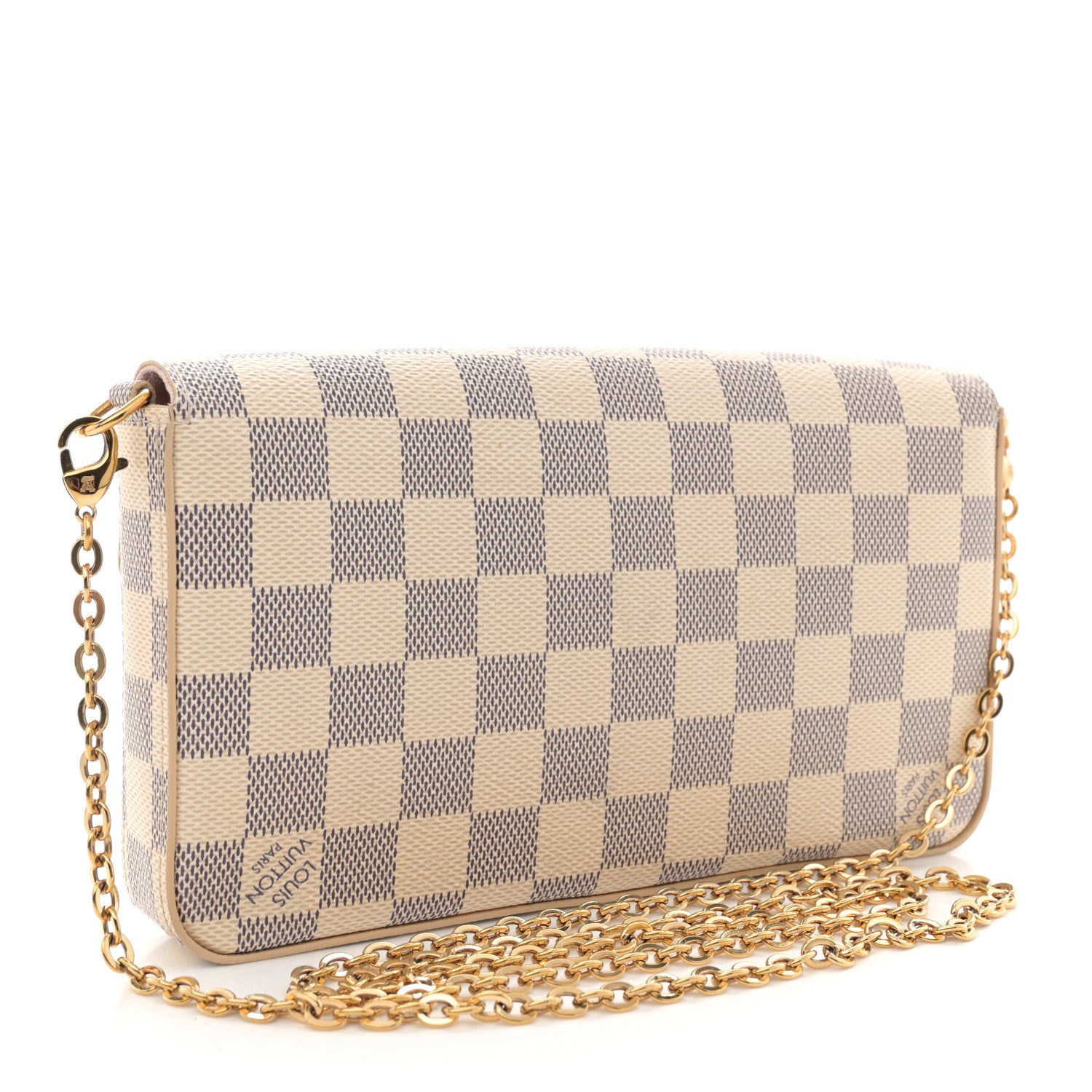 Louis Vuitton Damier Azur Pochette Felicie Chain Wallet Rose Ballerine 4 of 12
