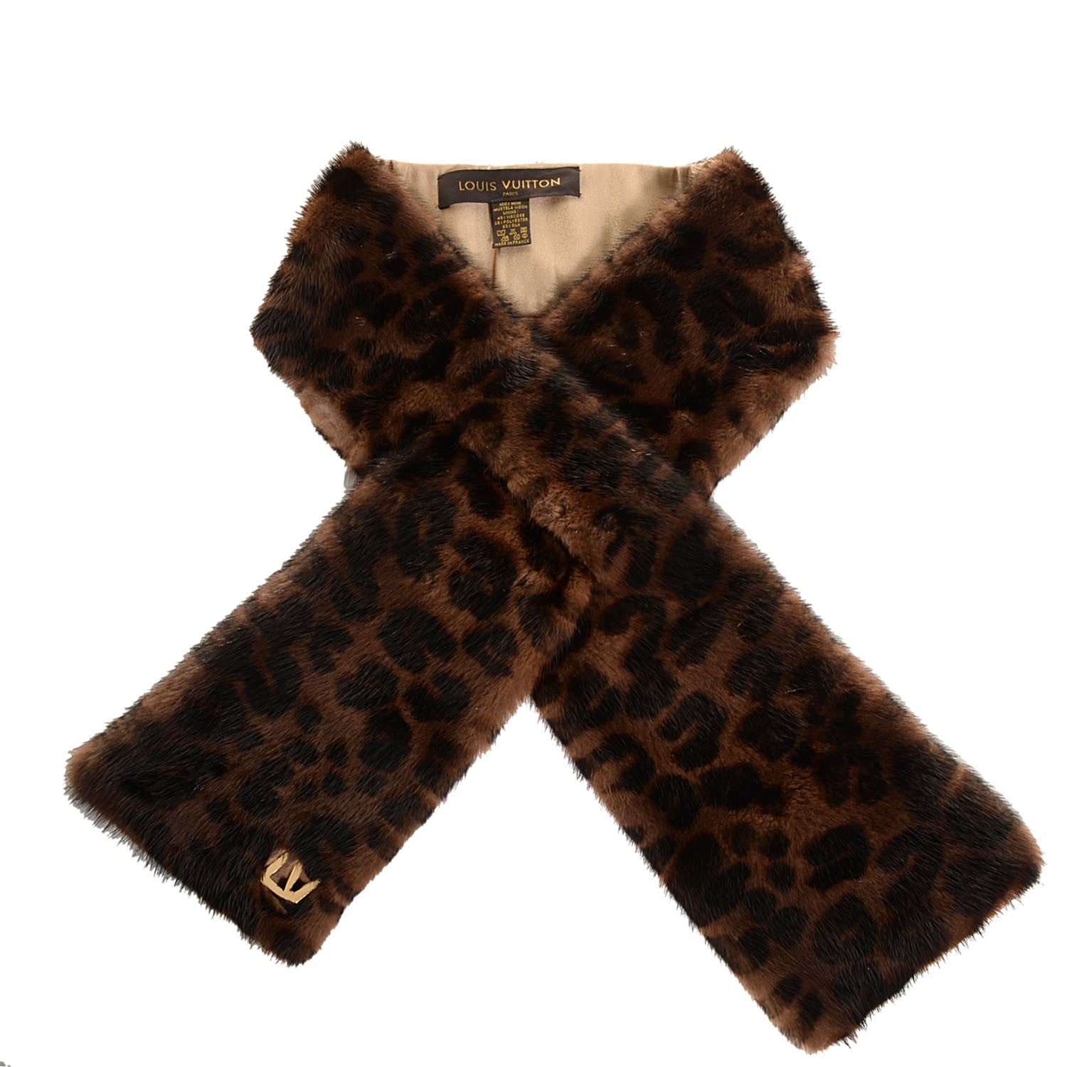 Louis Vuitton Mink Leopard Print Scarf 1 of 4