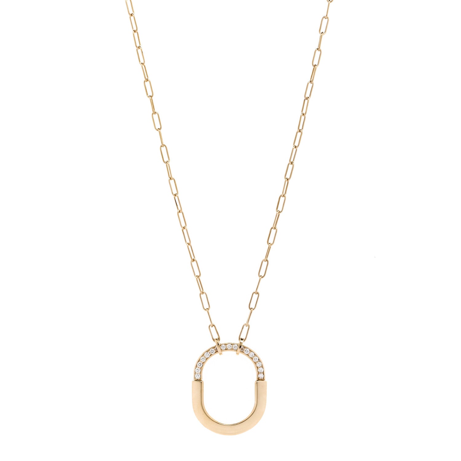 Tiffany 18K Yellow Gold Diamond Medium Lock Pendant Necklace 1 of 6