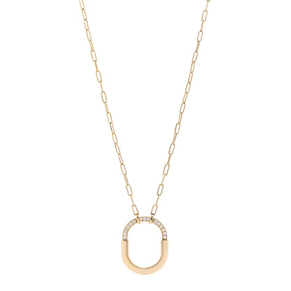 Tiffany 18K Yellow Gold Diamond Medium Lock Pendant Necklace 1 of 6