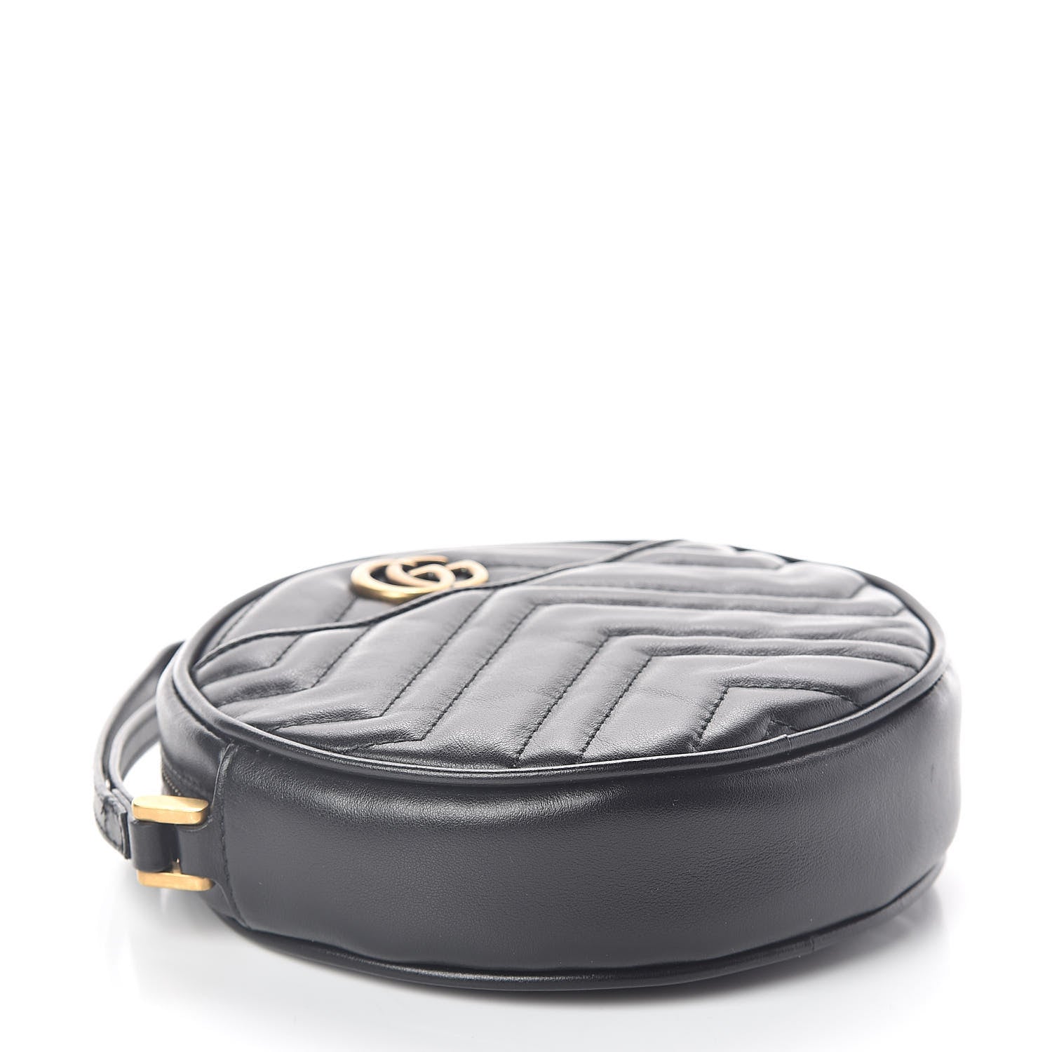 Gucci Calfskin Matelasse GG Marmont Round Wrist Wallet Black 4 of 8