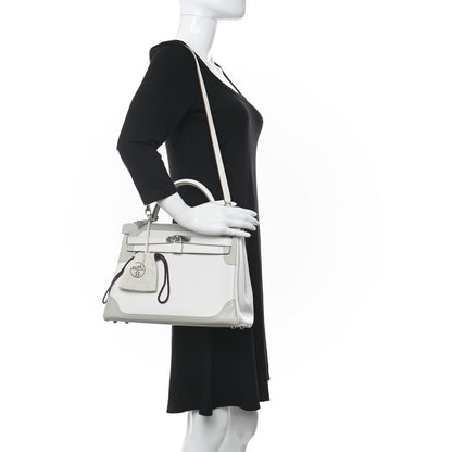 Hermes Swift Ghillies Kelly Retourne 32 White Gris Perle 2 of 10