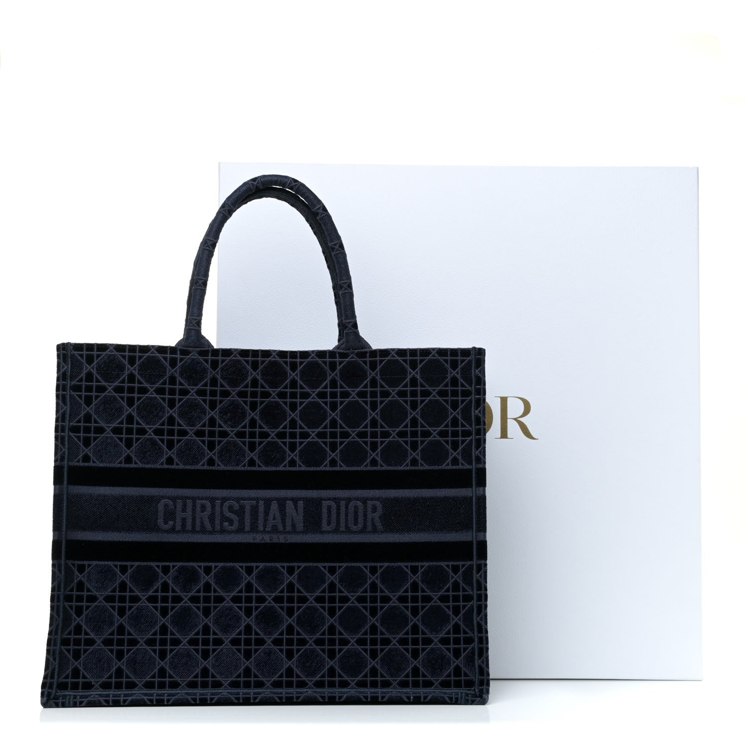 Christian Dior Velvet Cannage Large Book Tote Navy Blue 11 of 11