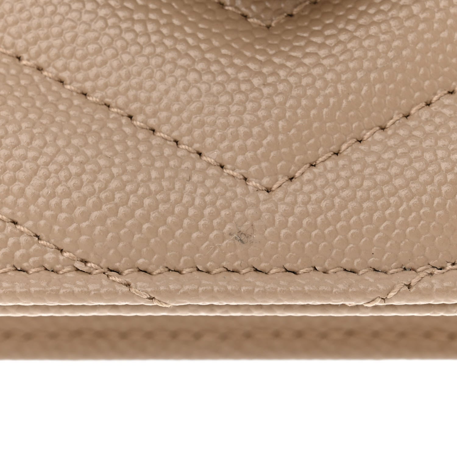 Saint Laurent Grain De Poudre Matelasse Chevron Monogram Envelope Chain Wallet Dark Beige 11 of 11