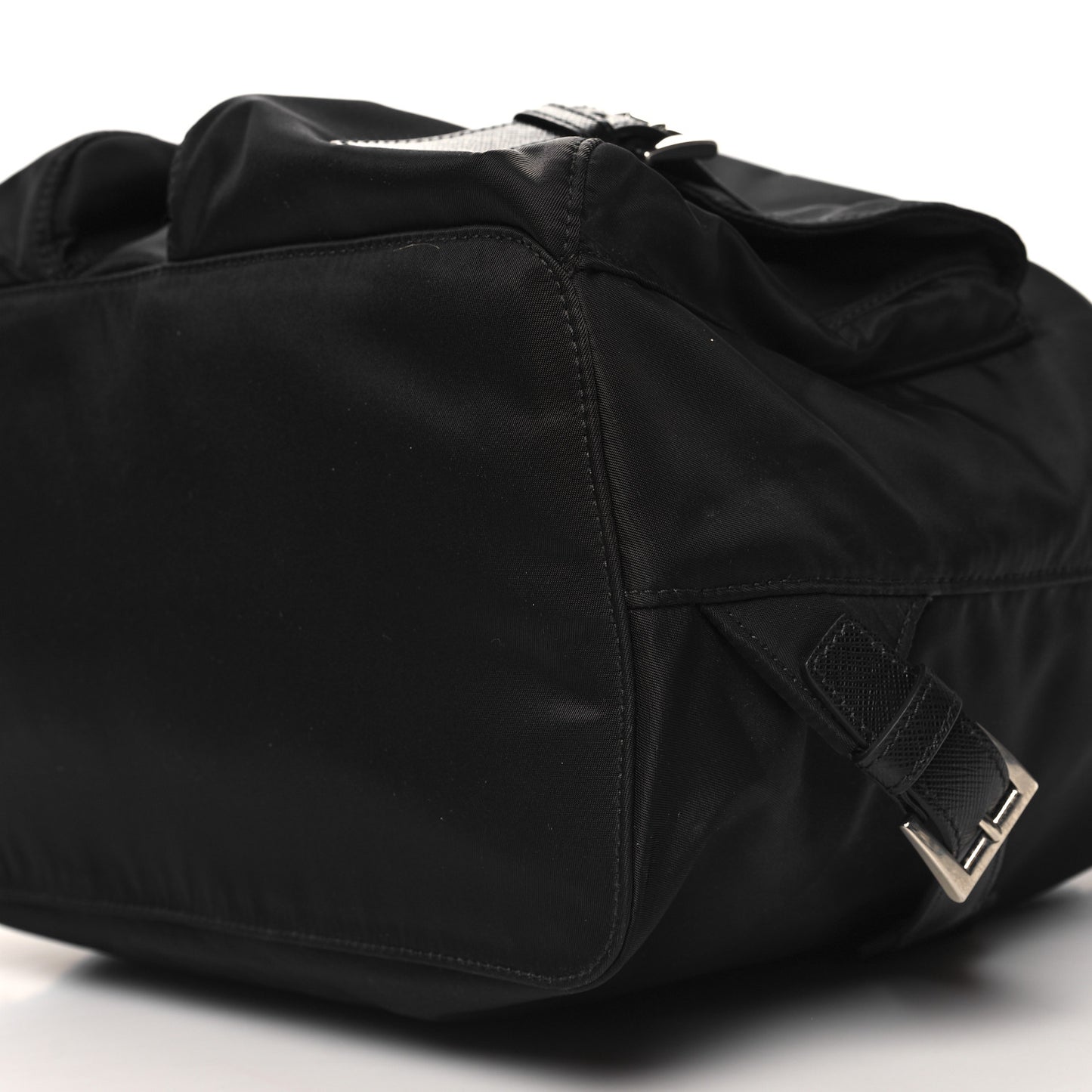 Nylon Vela Saffiano Medium Backpack Black