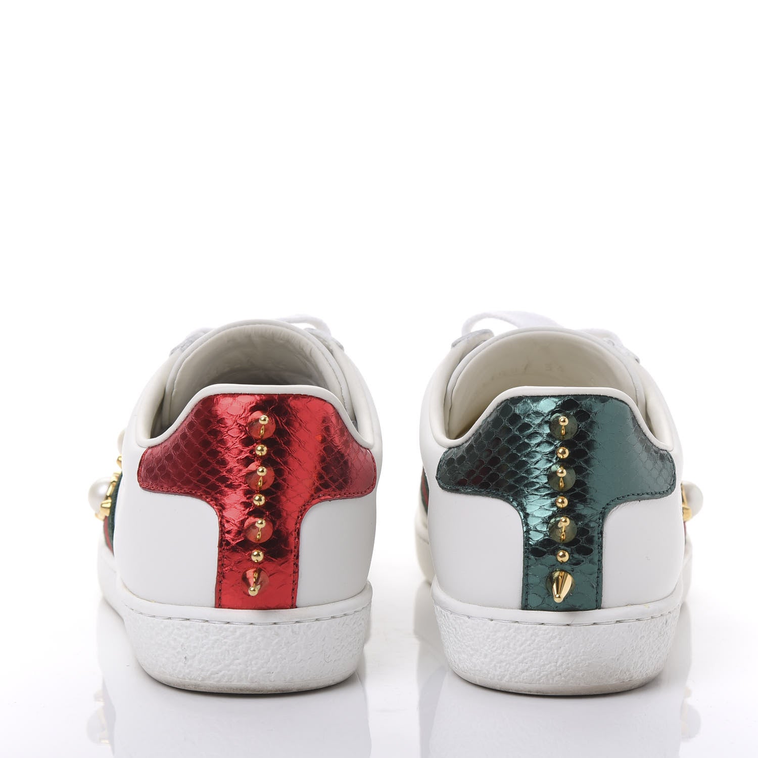 Gucci Calfskin Web Pearl Studded Womens Ace Sneakers 36 White 5 of 10
