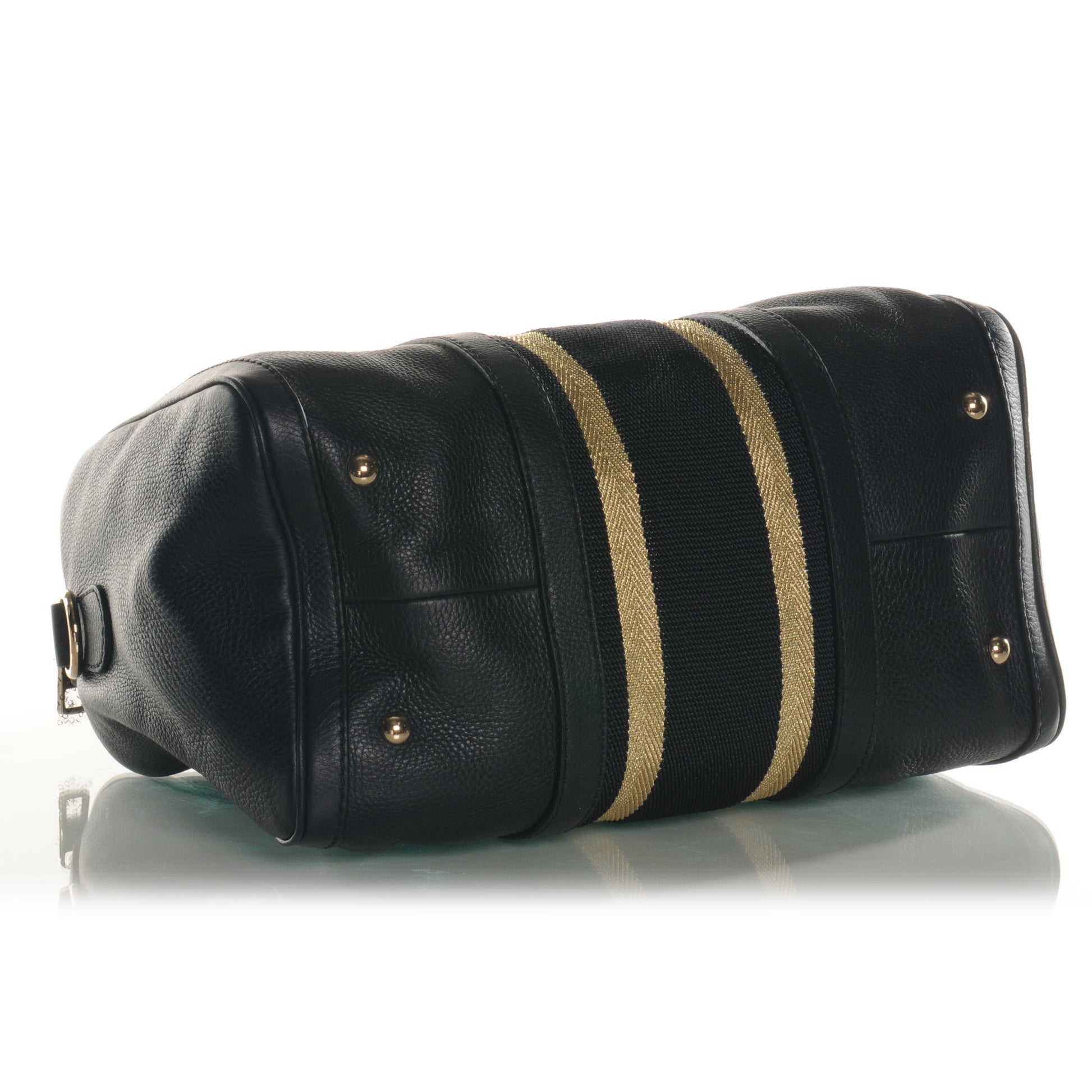 Gucci Calfskin Vintage Web Medium Boston Navy 4 of 8