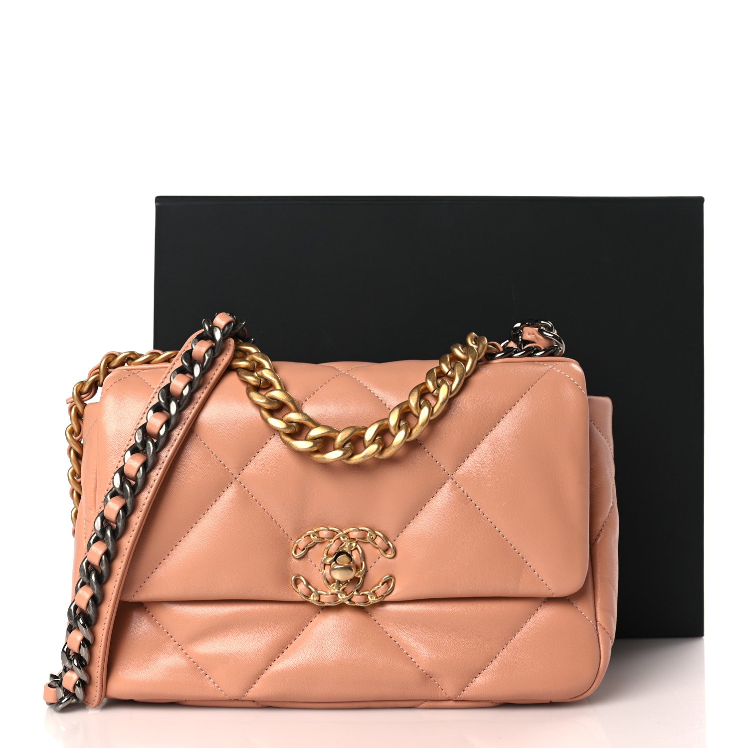 Chanel Lambskin Quilted Medium Chanel 19 Flap Light Orange 10 of 10