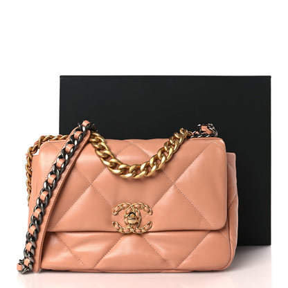 Chanel Lambskin Quilted Medium Chanel 19 Flap Light Orange 10 of 10