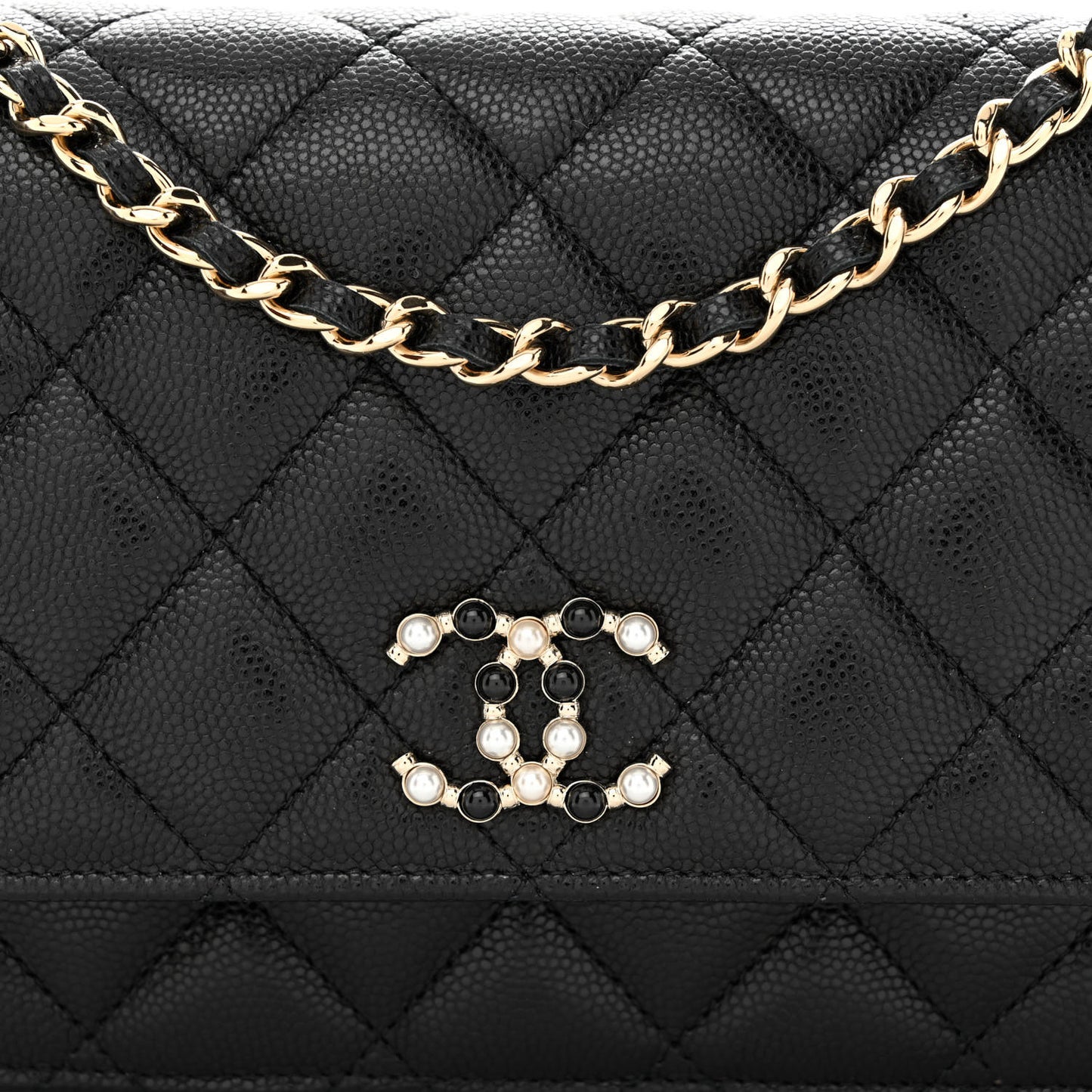 Caviar Quilted Coco Candy Wallet On Chain WOC Black