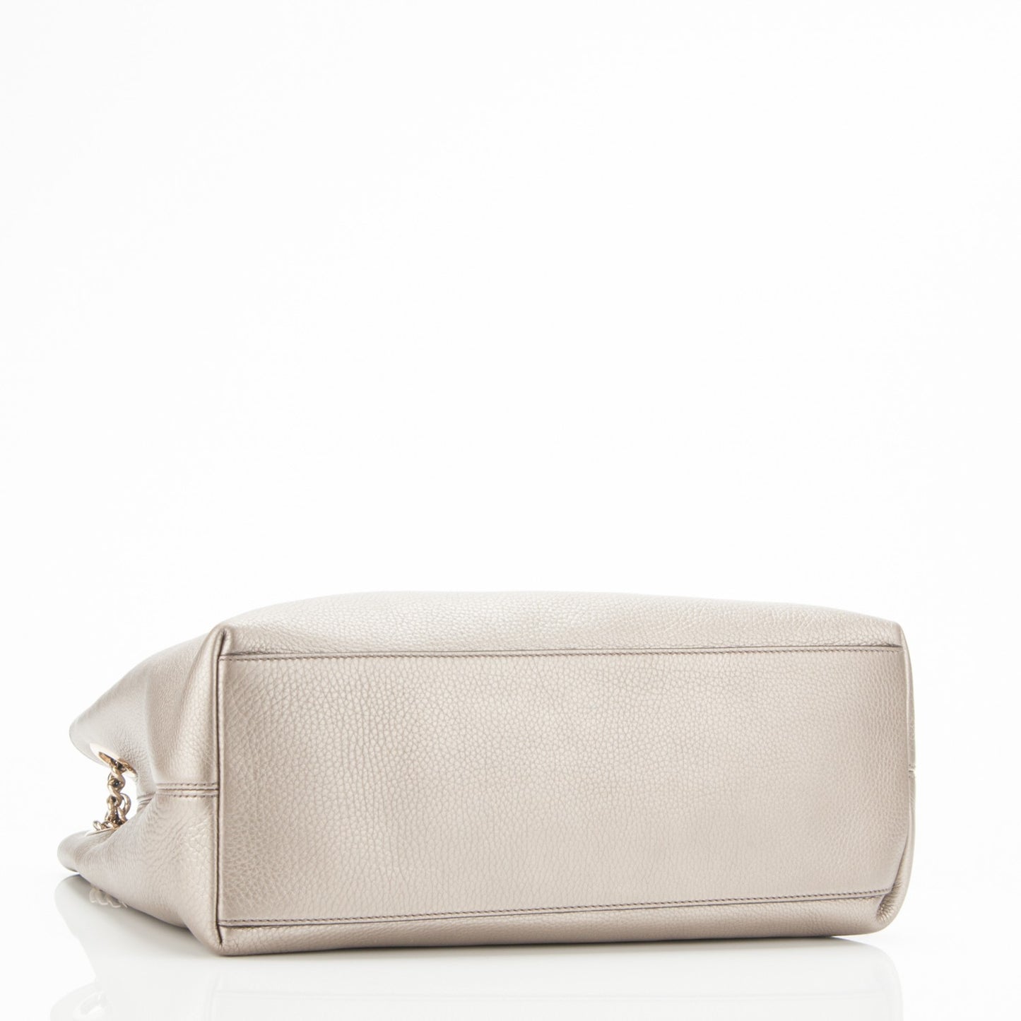 Metallic Pebbled Calfskin Medium Soho Chain Shoulder Bag Golden Beige