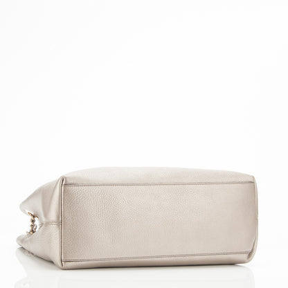 Gucci Metallic Pebbled Calfskin Medium Soho Chain Shoulder Bag Golden Beige 4 of 8