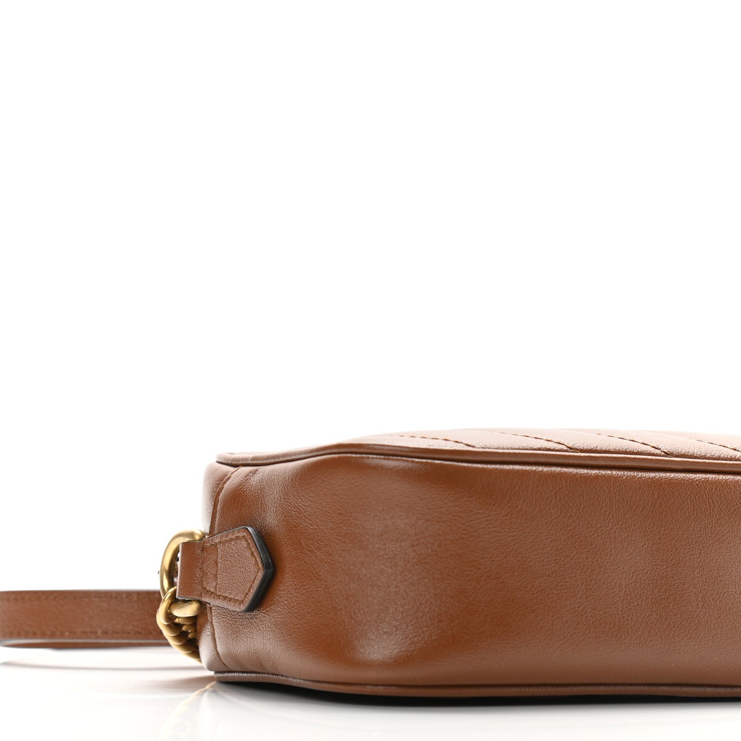 Glazed Calfskin Matelasse Diagonal Mini GG Marmont Chain Shoulder Bag Cuir