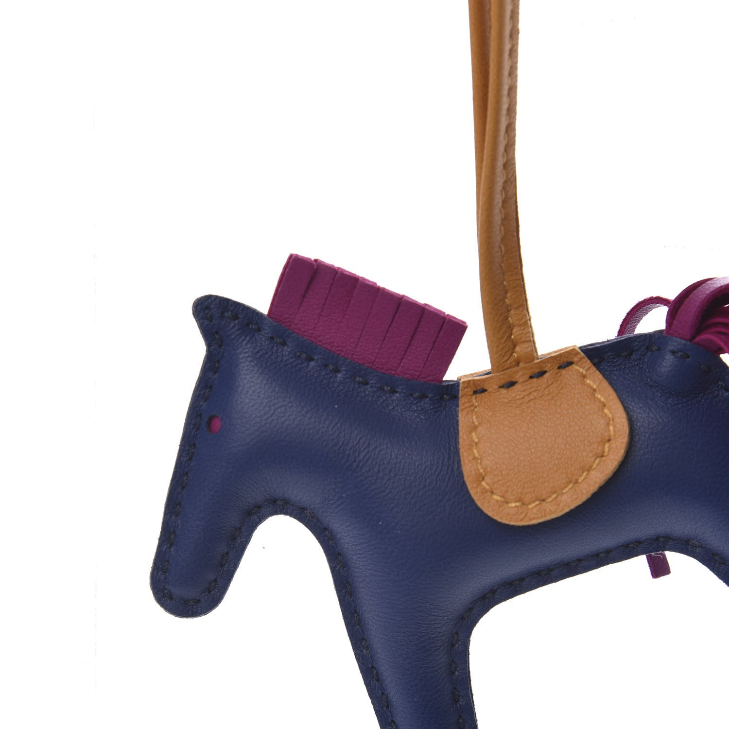 Hermes Milo Lambskin Grigri Rodeo Horse Bag Charm PM Bleu Saphir Rose Pourpre Bouton D'Or 3 of 4