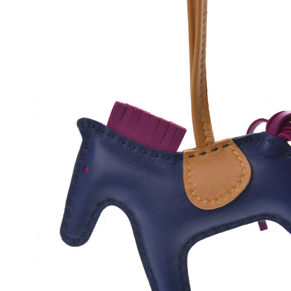 Hermes Milo Lambskin Grigri Rodeo Horse Bag Charm PM Bleu Saphir Rose Pourpre Bouton D'Or 3 of 4