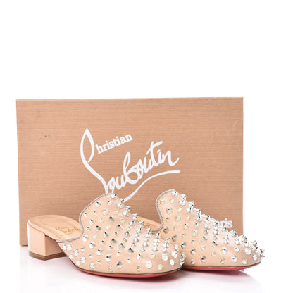 Christian Louboutin Shiny Nappa Spikes Mulaconka 35 Mules 36 Nude 8 of 8