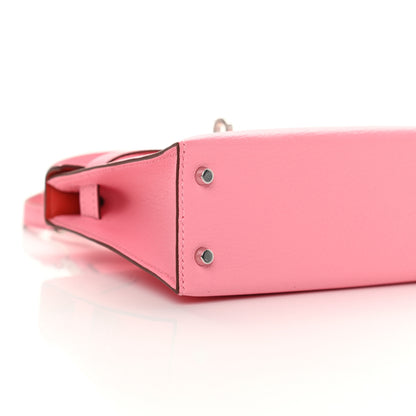 Hermes Chevre Mysore Verso Mini Kelly Sellier 20 Rose Confetti Sanguine 10 of 12