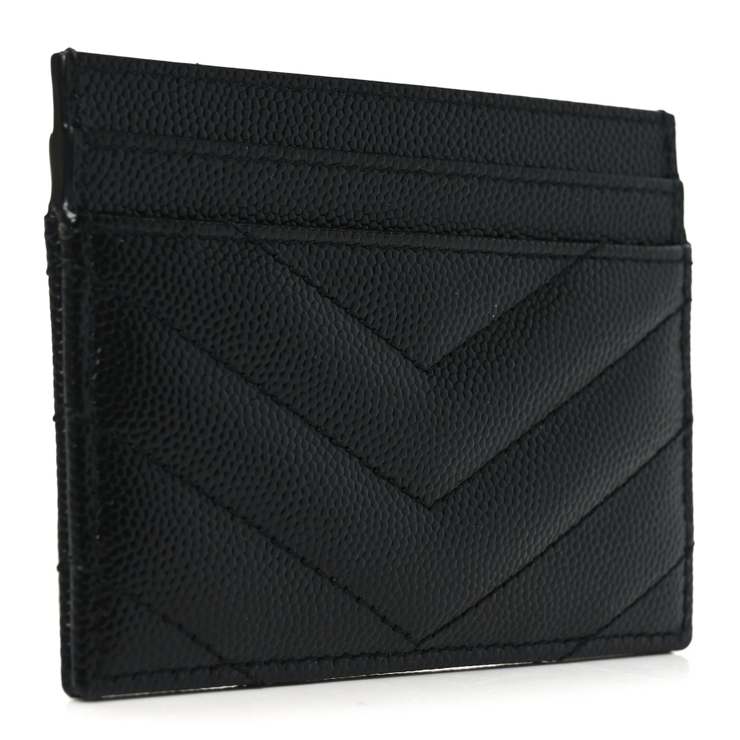 Grain De Poudre Matelasse Chevron Monogram Credit Card Case Black