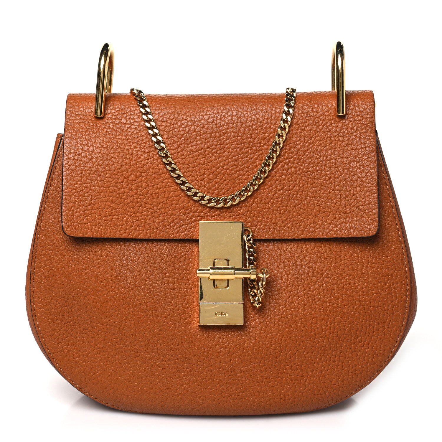 Chloe Grained Lambskin Mini Drew Shoulder Bag Caramel 1 of 12