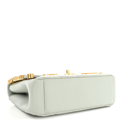 Chanel Lambskin Enamel Strass Quilted Mini Paris Monaco Flap Light Grey 4 of 12