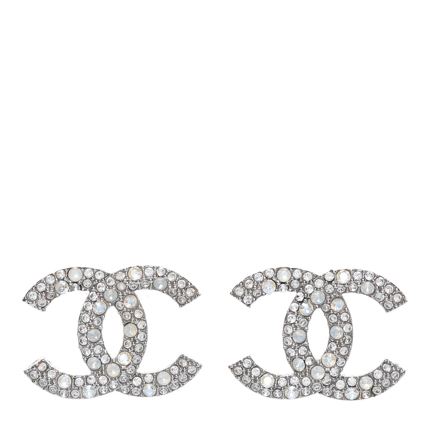 Crystal Large CC Earrings Silver