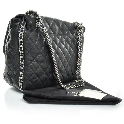 Chanel Washed Lambskin Chain Around Maxi Flap Bag Black 3 of 10