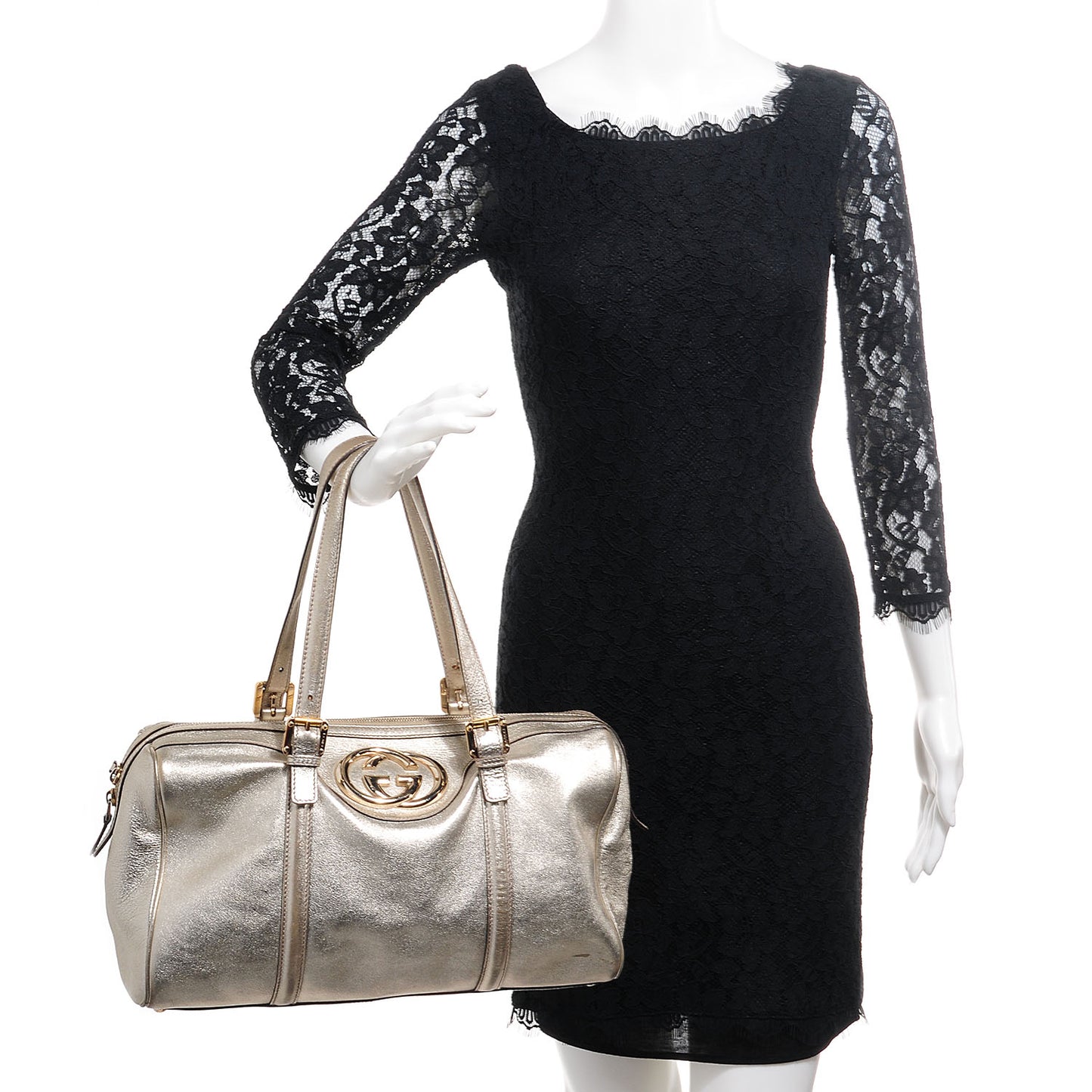 Metallic Leather Britt Medium Boston Gold