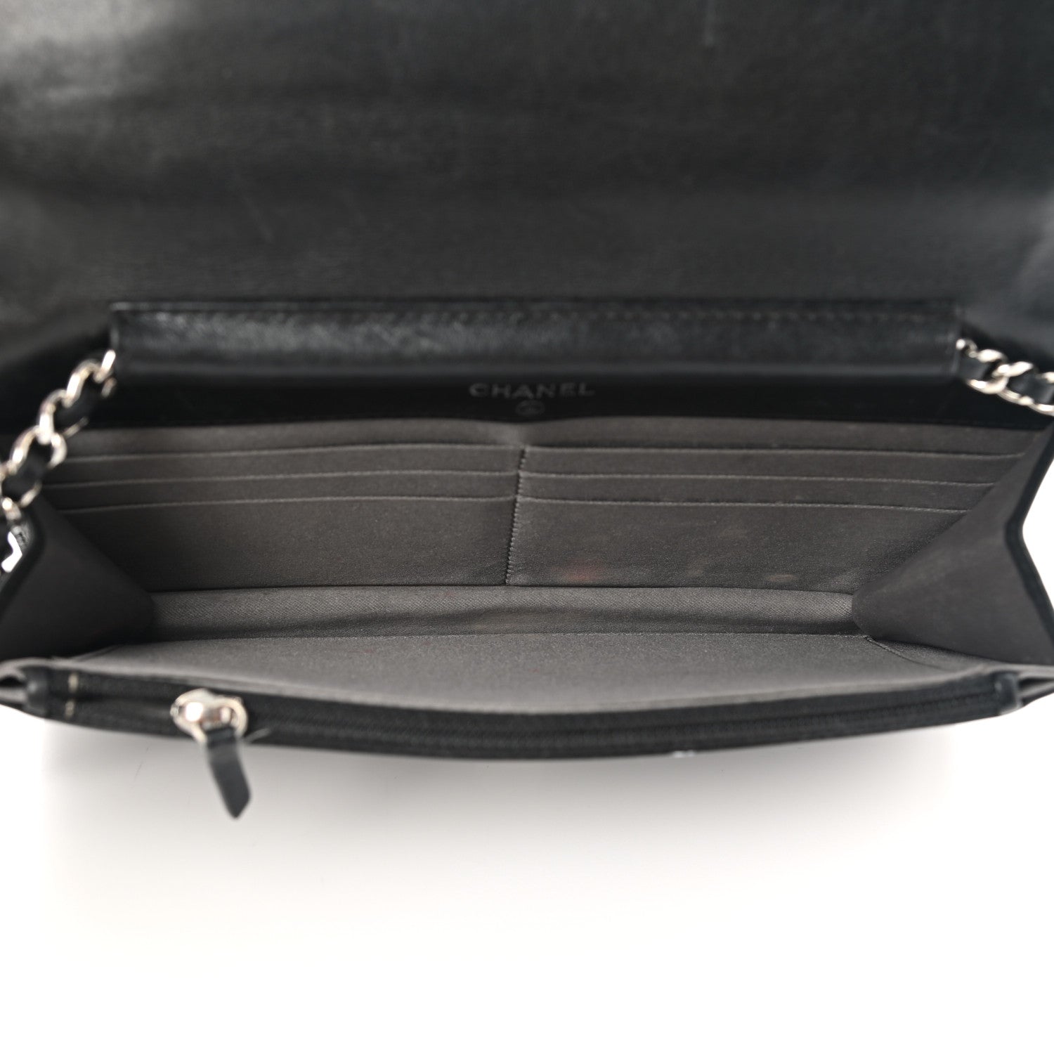 Chanel Lambskin Studded CC Wallet On Chain WOC Black 4 of 13