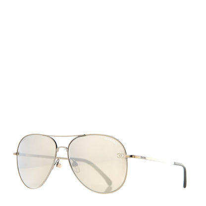 Chanel Metal Aviator CC Sunglasses 4189-T-Q Gold 1 of 8