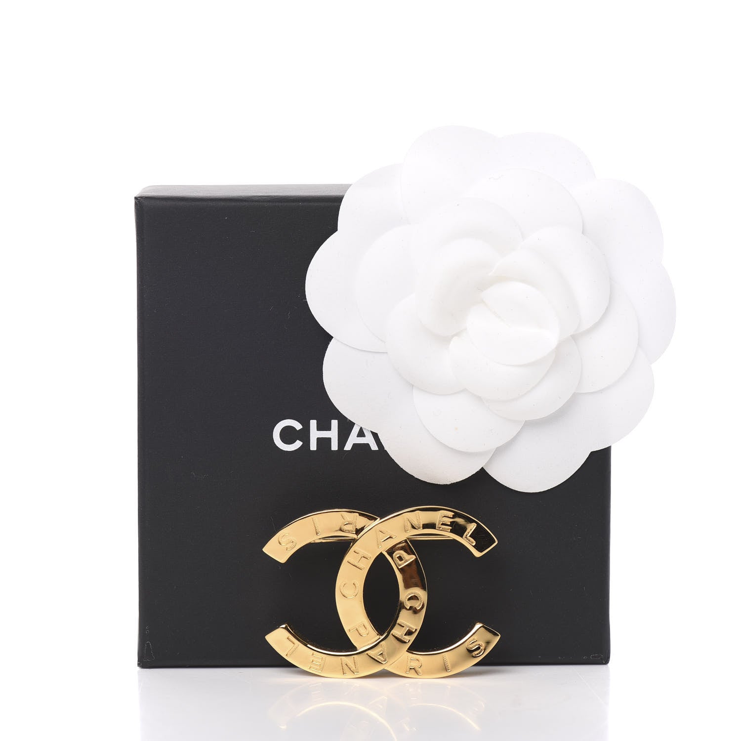 Chanel Metal Paris Button CC Large Brooch Gold 4 of 4