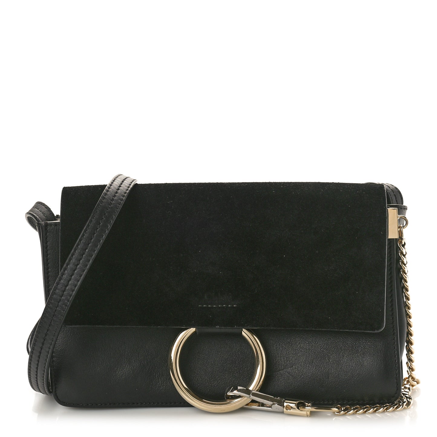 Suede Calfskin Small Faye Shoulder Bag Black