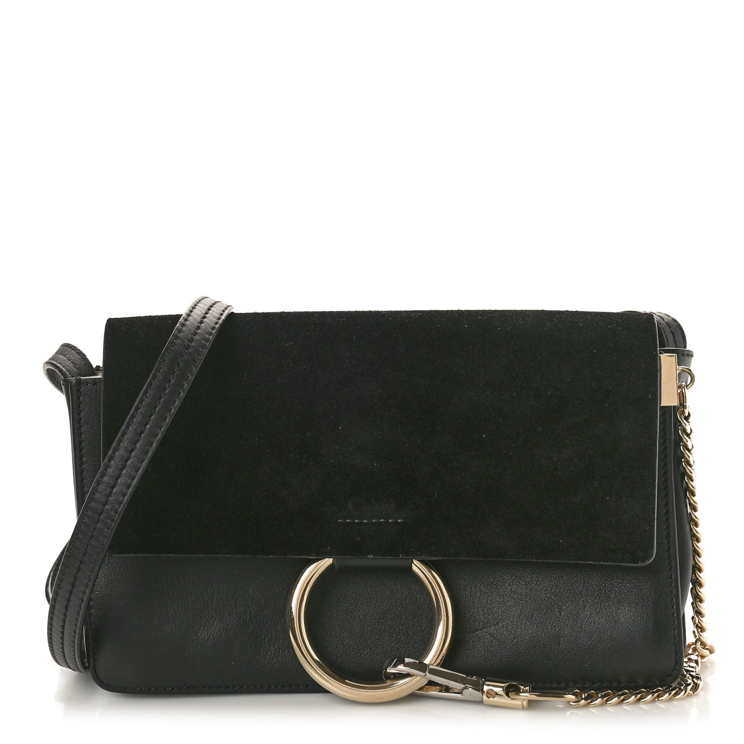 Chloe Suede Calfskin Small Faye Shoulder Bag Black 1 of 11