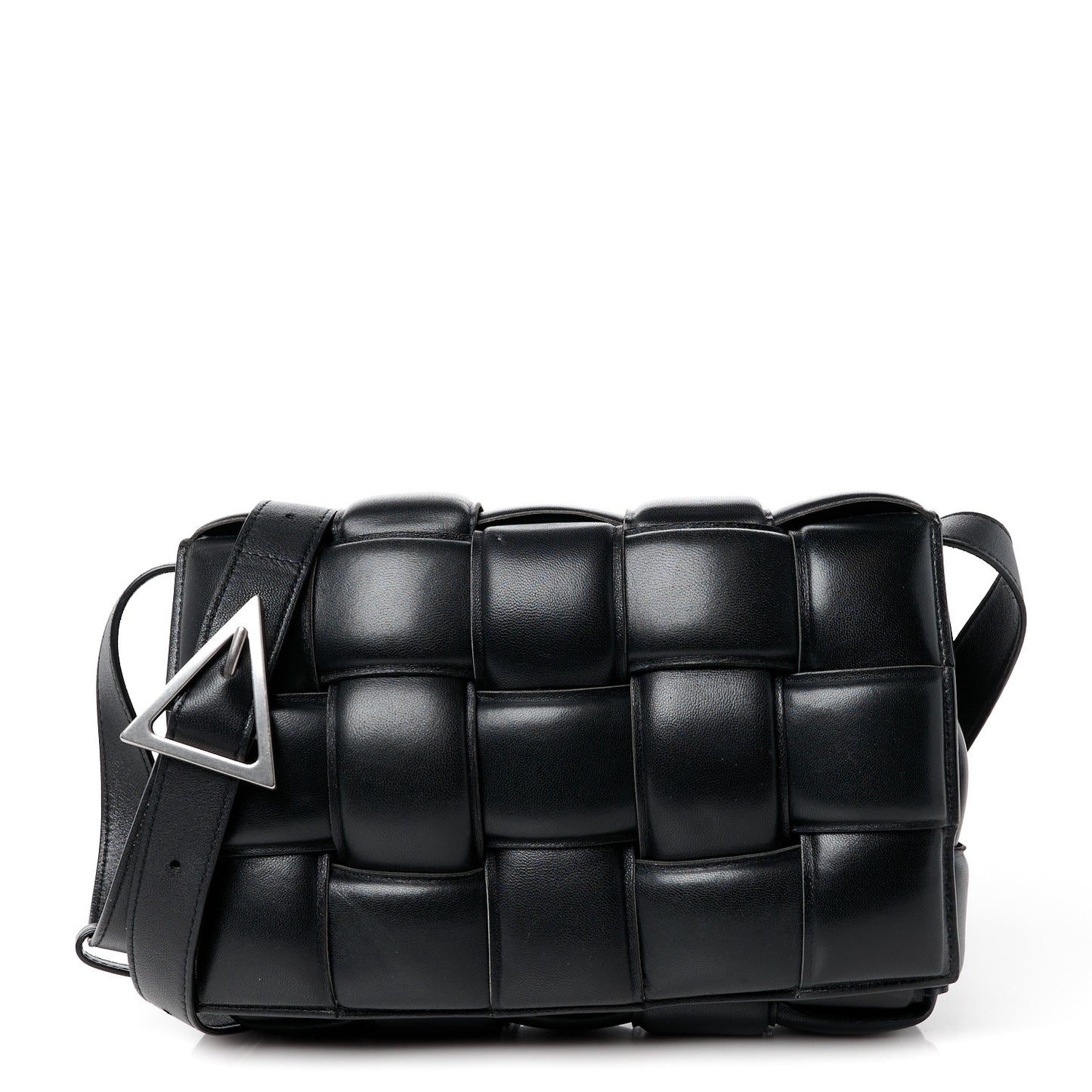 Nappa Maxi Intreccio Padded Cassette Crossbody Bag Black