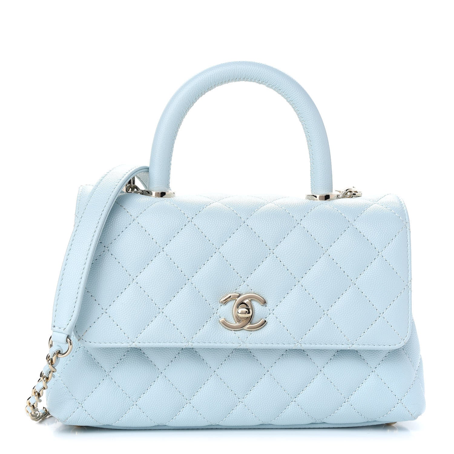 Chanel Caviar Quilted Mini Coco Handle Flap Light Blue 1 of 10