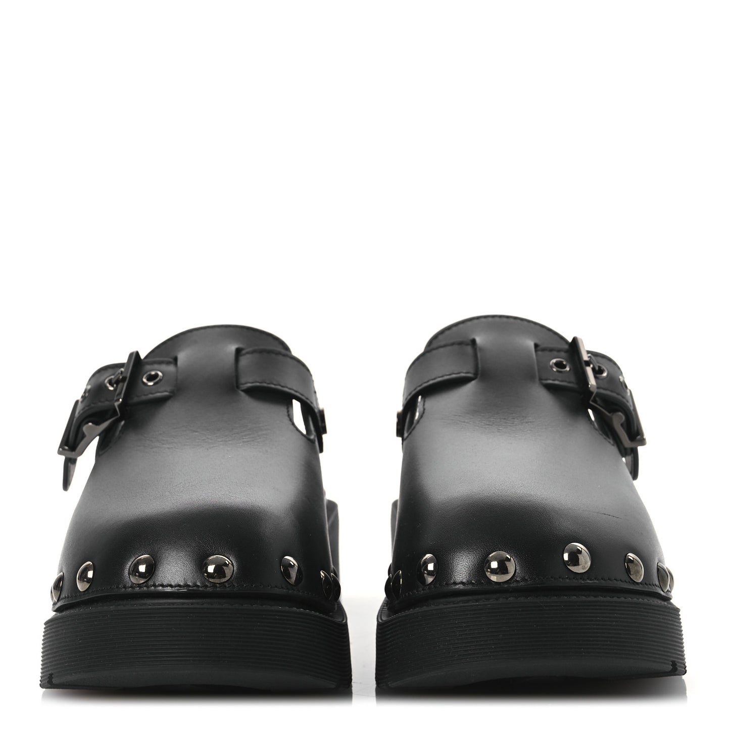 Calfskin Diorquake Buckled Lug Sole 15mm Clogs 36 Black